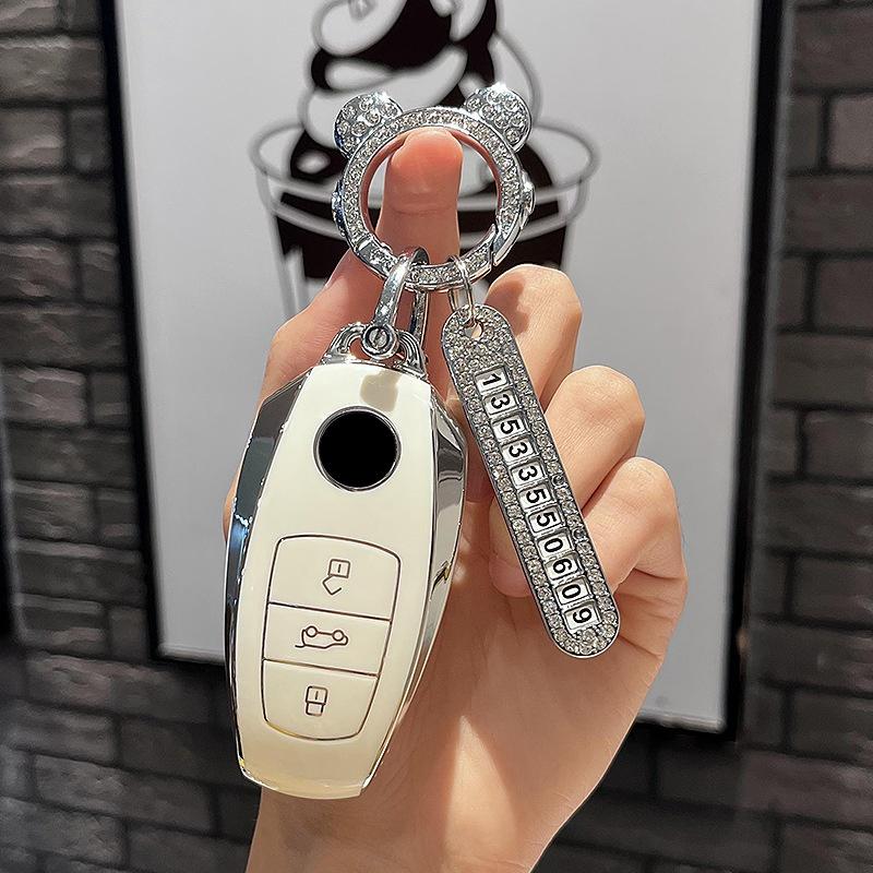 Tpu Car Remote Key Case Cover Protect Shell Fob For Vw Volkswagen Touareg 2013- Keychain Accessories