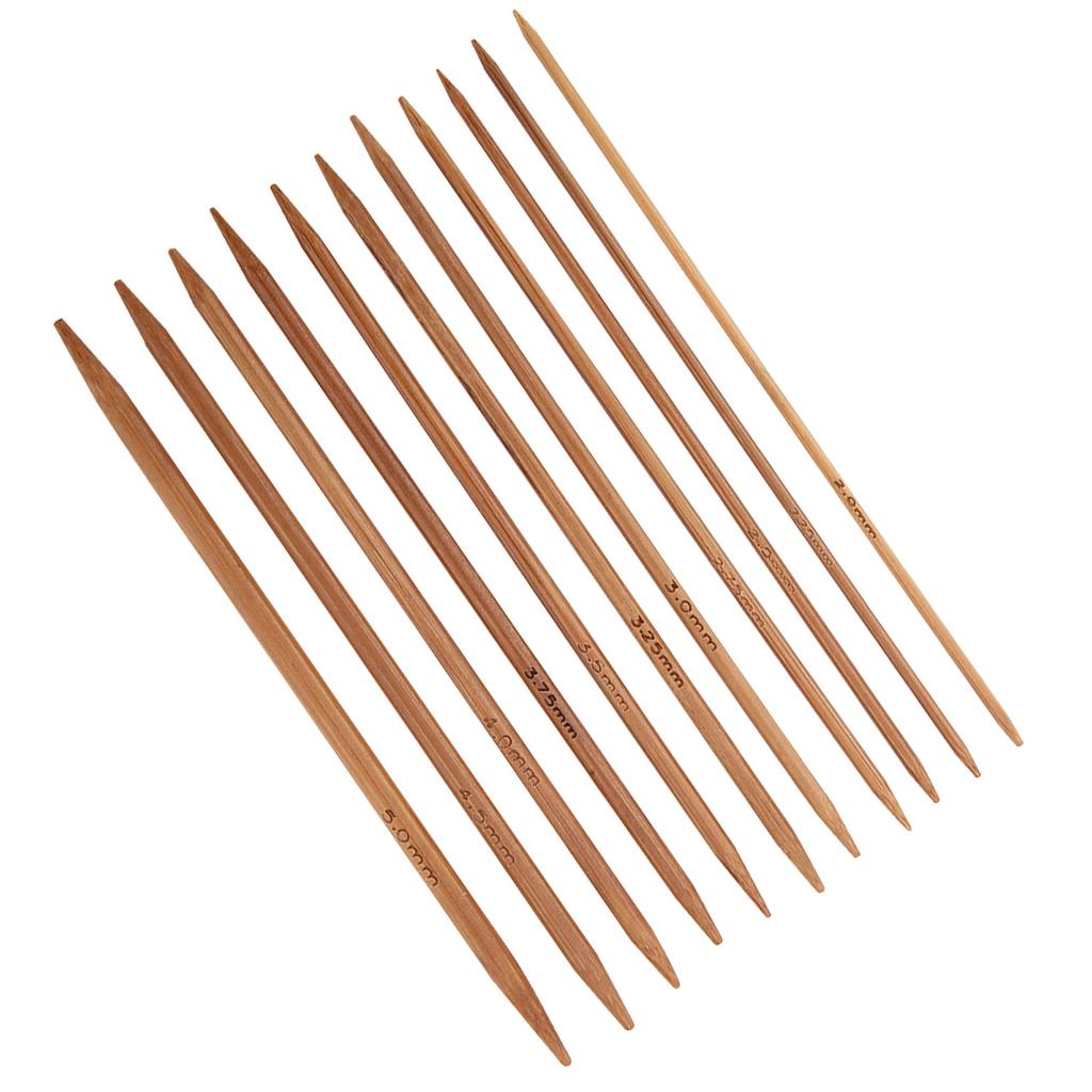 11 Adet Bambu Çift Uçlu Örgü Şişleri Seti 11 Beden (5,1 inç/13 cm)
