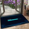 Blue Neon Gaming Area Rug Futuristic Decor Carpet Non-Slip Floor Mat for Game Room Living Room Gaming Esports Room Carpet