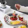 Weizenstroh Obstschale Party Süßigkeiten Gebäck Nüsse Tablett Rund Mehrfachgitter Snack-Organizer Melonenkerne Snack Obstschale