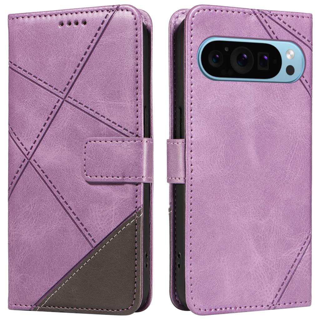 For Google Pixel 10 Pro/10/9 Pro/9 Case Geometric Line PU Leather Phone Cover with Card Holder