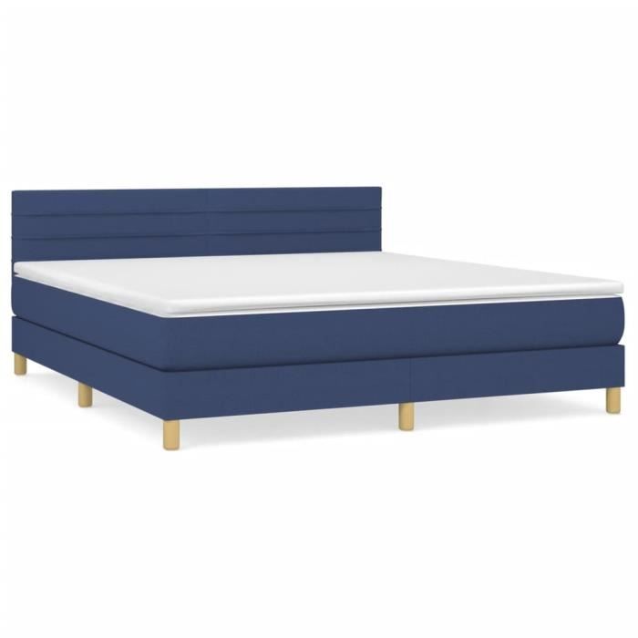 3140711 vidaXL Lit à sommier tapissier avec matelas Bleu 160x200 cm Tissu