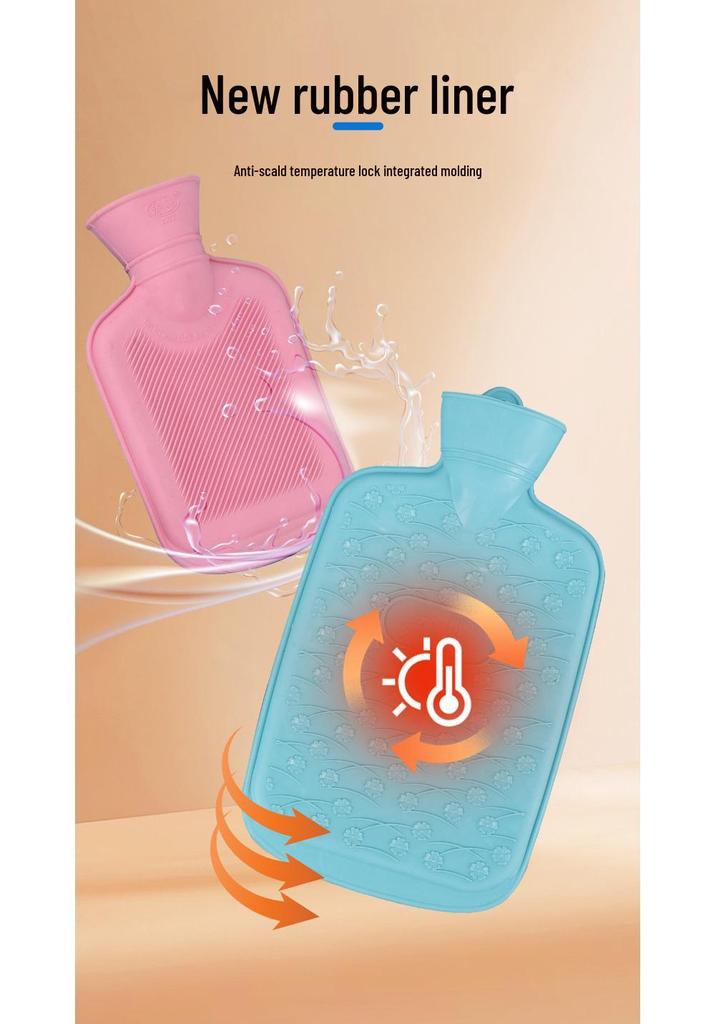 500ml Cartoon Print Hot Water Bottle with Thick Cloth Cover - Old-Fashioned Hand Warmer