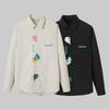 Flower Embroidered Women's Long Sleeve Shirt Lapel Solid Color Button Up Blouse Korean Style Fashion Woman Casual Shirt