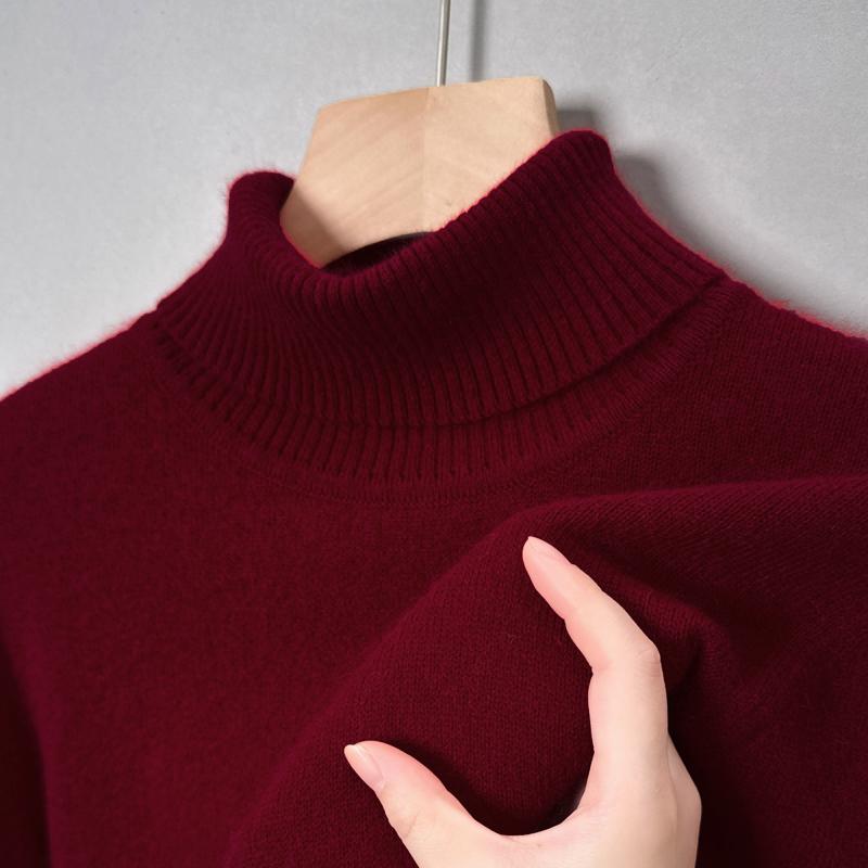 Men's High-Neck Knitted Sweater Winter Arrival Solid Color Minimalist Pullover Warm Fashion Commute Men'swear
