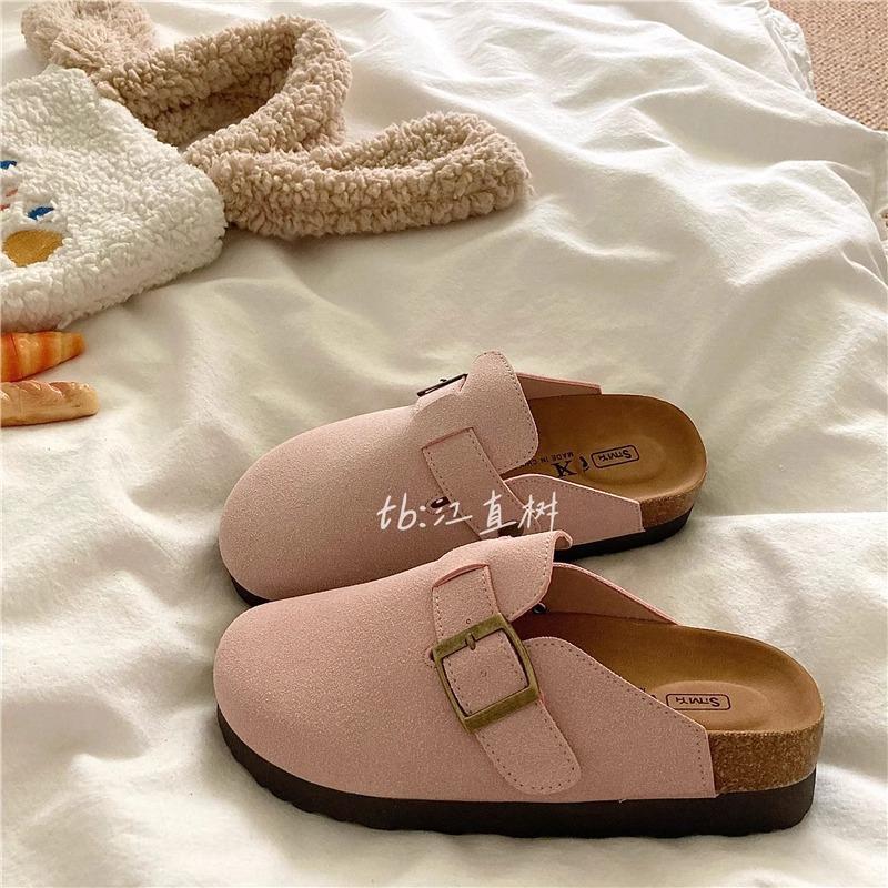 Good Texture Push~! 4cm Thick-soled Heightening Cork Boken Shoes Women's Autumn New Non-slip Bag Head Boken Slippers