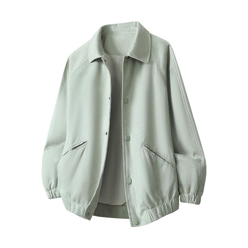 Minimalist Suede Jacket Fashion Simple Men's Pilot Jacket Coat Coat Handsome Wildcard Drop Shoulder Loose Autumn Models Breathable Work Casual Jacket