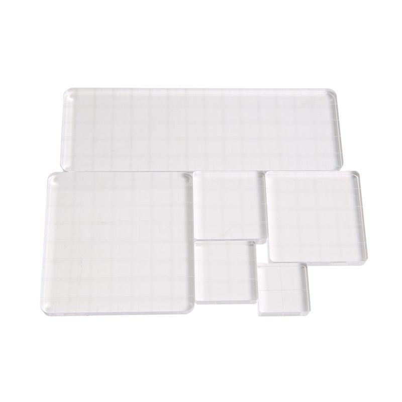Good-6 Pieces Stamp Blocks Acrylic Clear Stamping Blocks Tools With Grid Lines For Scrapbooking Crafts Making