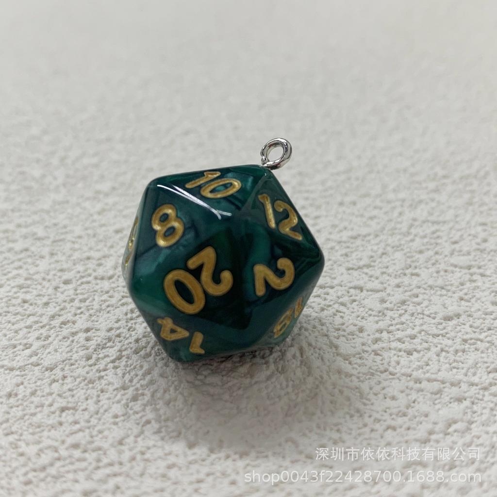 Manufacturer's real shot 20-sided sieve dice transparent solid color multi-sided dice bag pendant earrings keychain DIY accessories