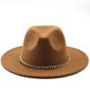 New thin chain accessories European and American autumn and winter solid color woolen top hat European and American fashion jazz hat