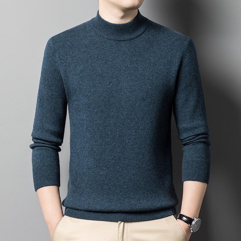 Thickened Men's High-end Casual Semi-turtleneck Dad Bottom Sweater