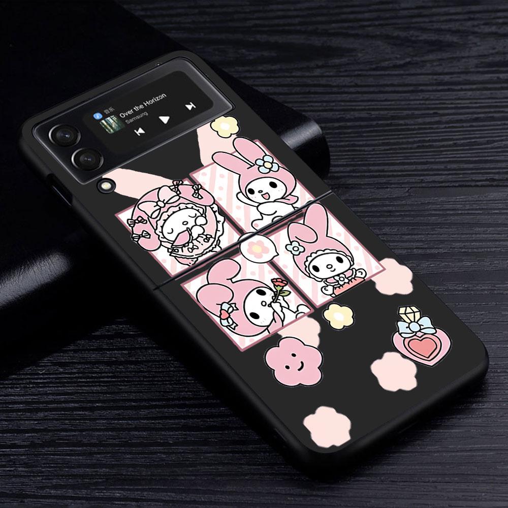 Cinnamoroll My Melody Case for Samsung Galaxy Z Flip4 Flip3 5G PC Hard Cell Phone Shell Z Flip 4 3 Black Coque Zflip4 Cover