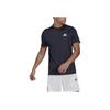 Adidas Solid Color Casual Comfort Quick-Dry Round Neck Short-Sleeved T-Shirt Men Tops Legend-Ink-Blue White GM2097