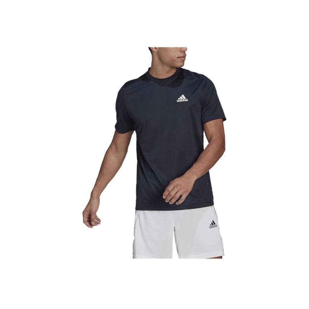 Adidas Solid Color Casual Comfort Quick-Dry Round Neck Short-Sleeved T-Shirt Men Tops Legend-Ink-Blue White GM2097