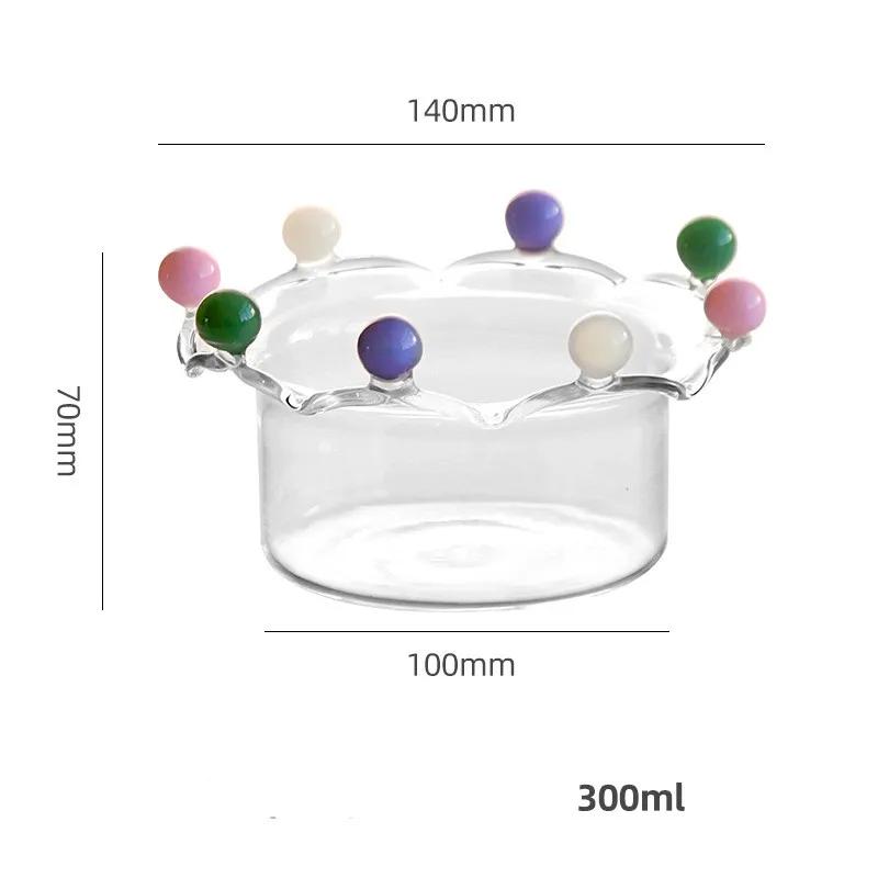 Glass Bowls Creative Crown BowlsHigh Borosilicate Glass Bowls Coloured Bead DotsFruit DessertIce Cream Cereal Yoghurt Bowls