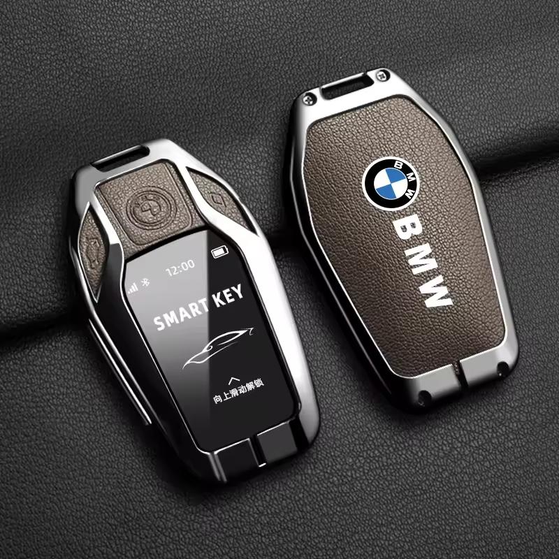 Leather Metal Car Smart Remote Key Case Cover Gift Key Bag For BMW 5 7 Series X3 X4 X5 X7 G30 G31 G11 G12 G01 GT G32 I8 Sticker Vdkc30