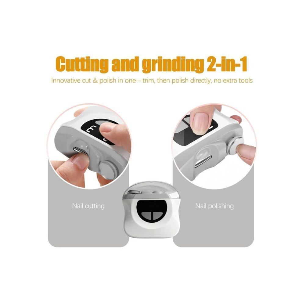 Electric Nail Clipper, Automatic Nail Clipper with LED Light, 3-in-1 USB Rechargeable Electric Nail Clipper