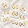 Elegant Stainless Steel U-Shaped Oval Earrings with Niche Design