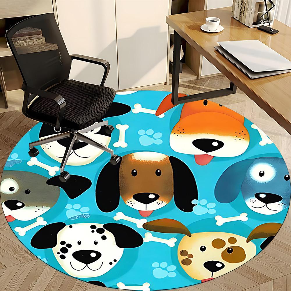 1PCDogs Bones Office Round Area Rug,  Mat Suitable For Office, Under Office Chairs Bedroom Living Room Home Decor, Room Deco