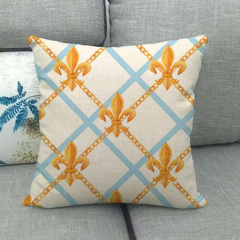 European Floral Gold Black Blue Linen Cushion Covers Modern Nordic Geometric Decorative Pillows Cover Couch Pillows Boho Decor
