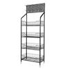 4 Tier Metal Wire Storage Shelf Display Rack with Wheels Black Stand Supermarket Retail Display Rack for Snacks Fruits Tools