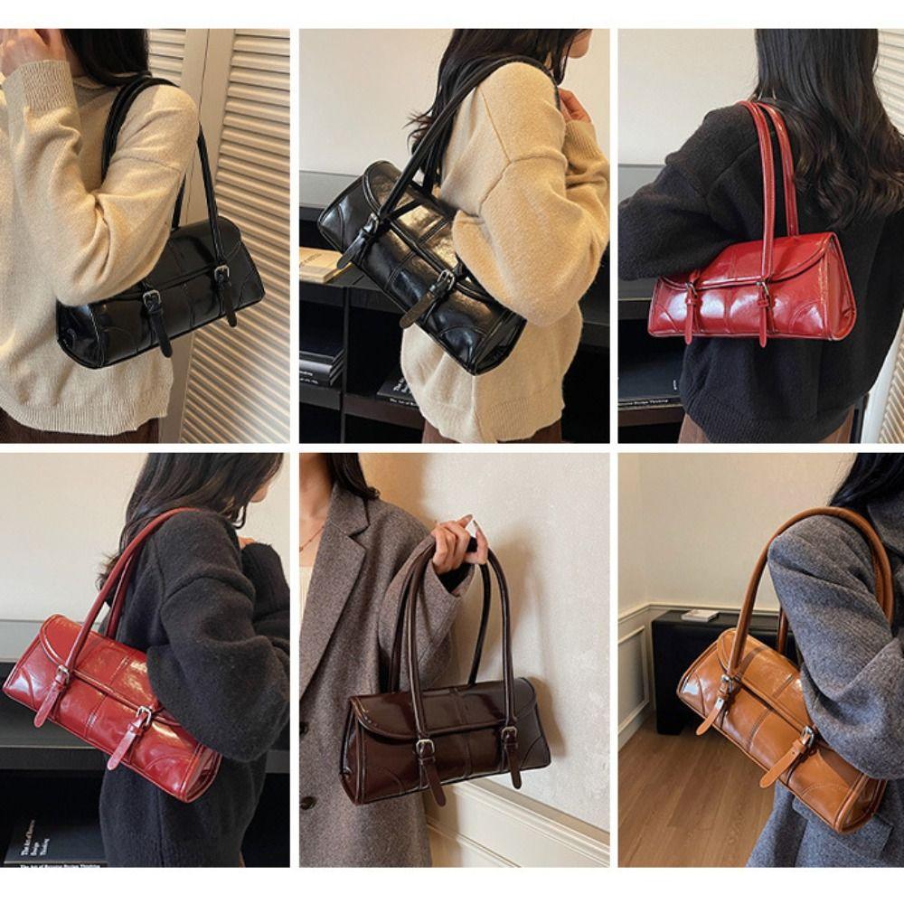 Elegant Design PU Leather Underarm Bag Burgundy Color Magnetic Buckle Ladies Tote Bags Shoulder Bag Casual Occasions