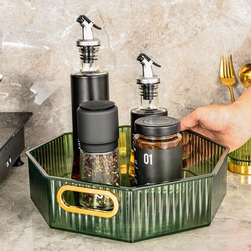 Turntable Storage Box Portable Fruit Basket Suitable for Cabinets Storerooms Kitchen Countertops Refrigerator Offices
