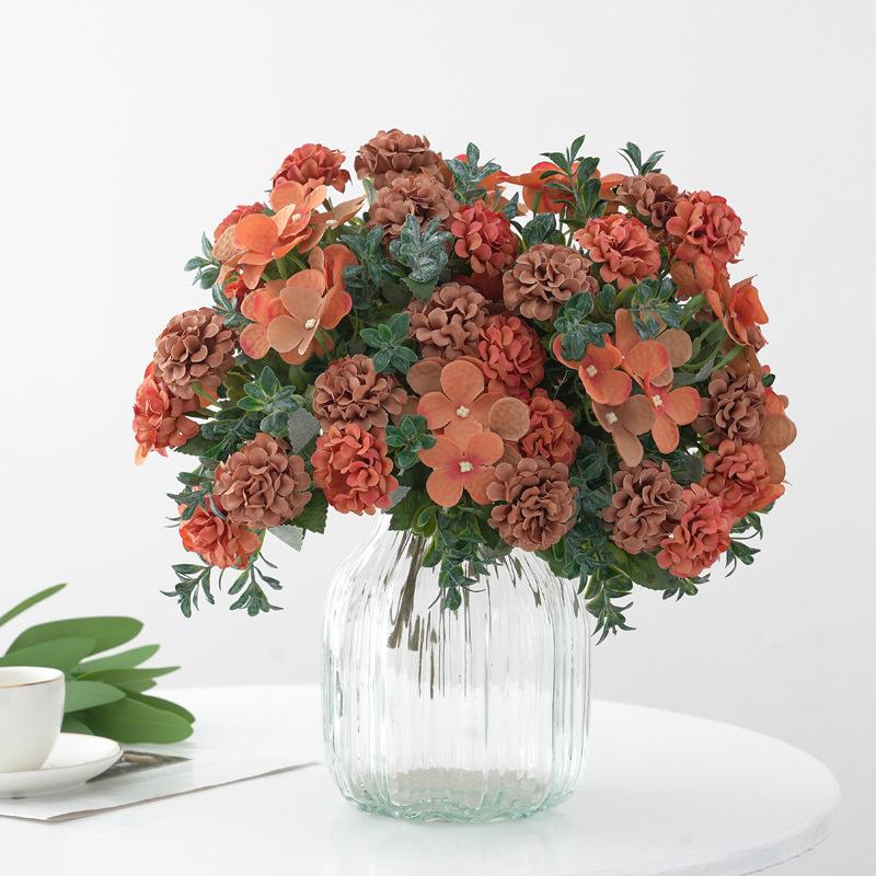 5-pronged Vintage Hydrangea, Silk Flower, Artificial Flower, Green Plant, Wedding Photography, Home Decoration Arrangement