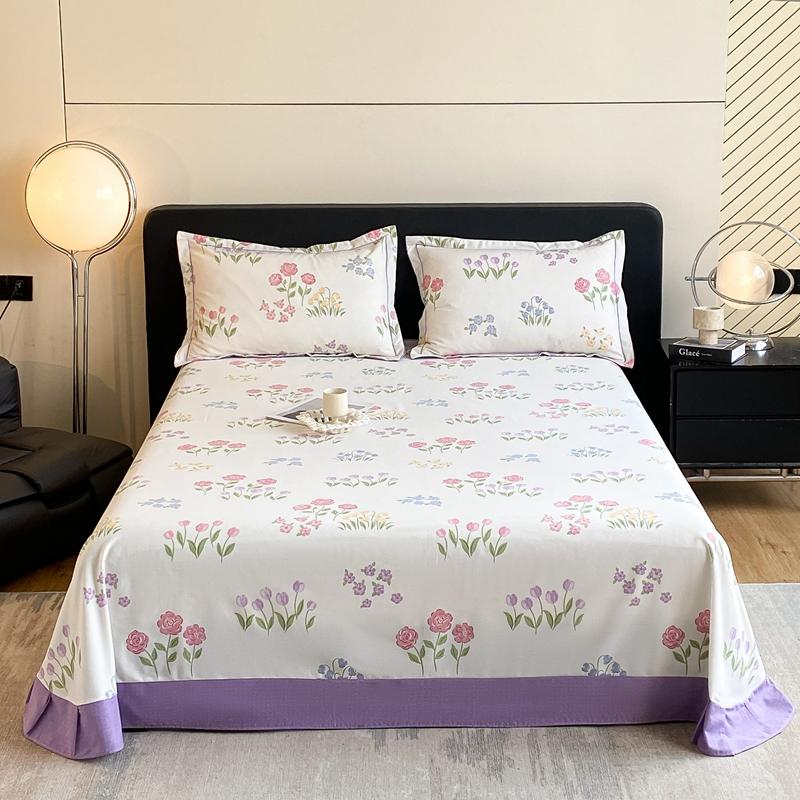 Retro Floral Pattern Bed Sheet Set 100% Cotton Bed Sheets Soft Breathable Bedspread with Pillowcases Queen Size Bedding Set