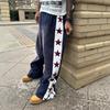 American Star Print Zip Relaxed Pants Hip Hop Streetwear Unisex Casual Trousers