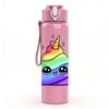 1PC Rainbow Unicorn Cartoon Pattern 750ml Color Plastic Sports Water Bottle Leakproof Flip Straw Lid Suitable for Sports Office Home Use