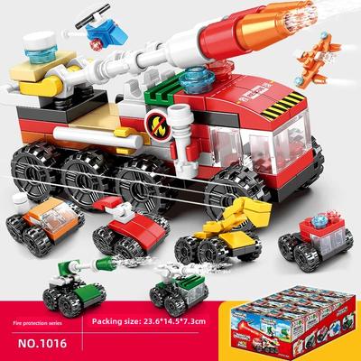 Fire Truck Building Blocks 10 In 1 Police Car Aircraft Tank Warship Car Construction Bricks Construction Car Children's Toy