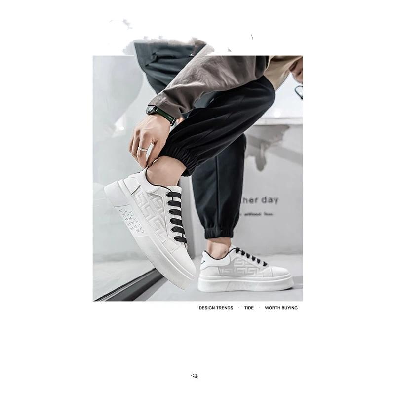 Herren Sportliche Schuhe mit dicker Sohle Schnürung Niedriger Schnitt Lässige Board Schuhe