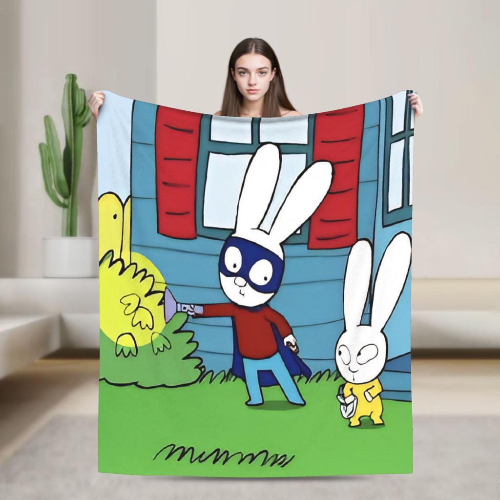 Couverture Polaire Simon Super Lapin Couverture Laine Légère Fine pour Chambre à Coucher Pièce de Tapis