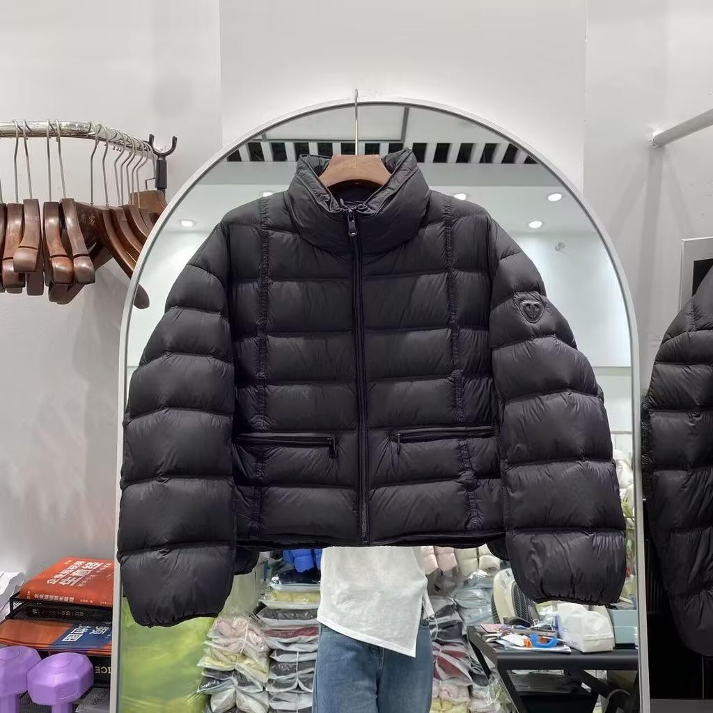 Small scissors European ribs stand-up collar down jacket women's winter new loose white duck down hooded warm jacket