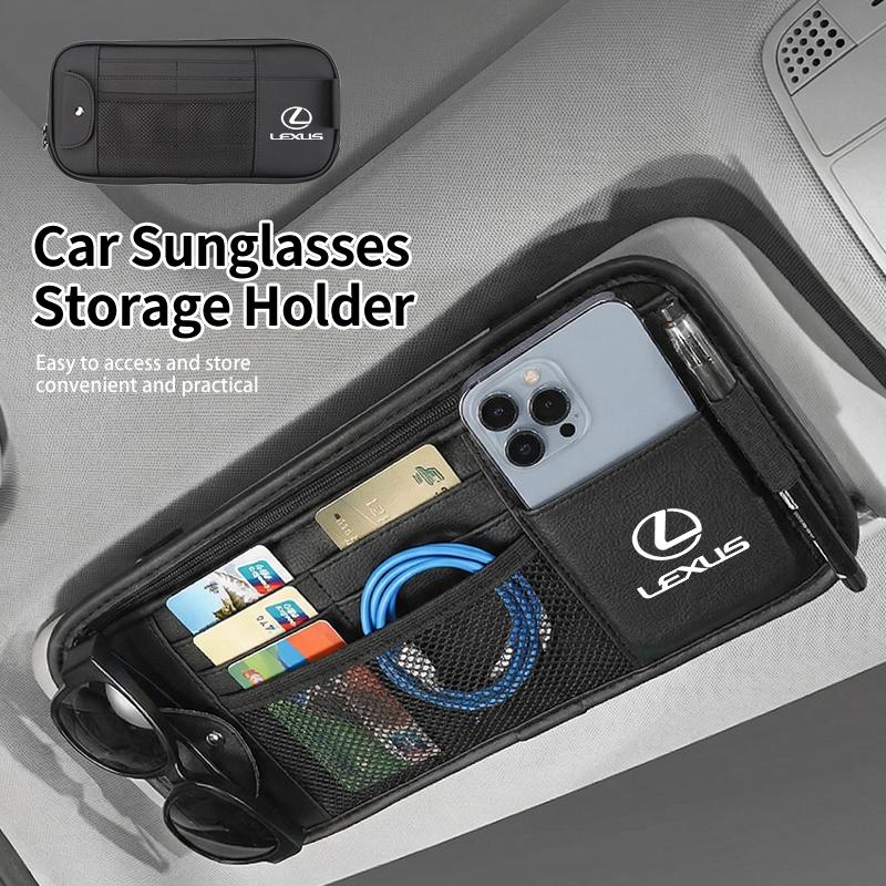Car Sun Visor Organizer Sunglasses Holder Card Clip Bag Accessories For Lexus UX250h RX450h CT200h RX400h NX300h RX350 RX300 GX4