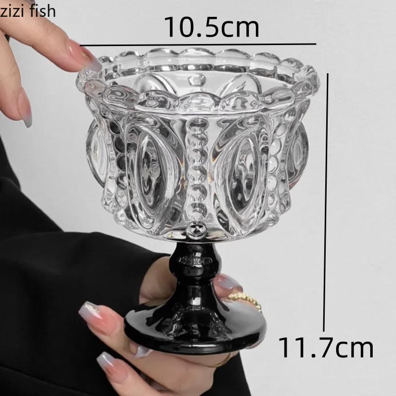 Křišťálový skleněný hrnek s vysokou nohou, pohárky na zmrzlinu, dezertní hrnek, pohárky na nápoje, dezertní miska, sklenice na víno, pití na pití