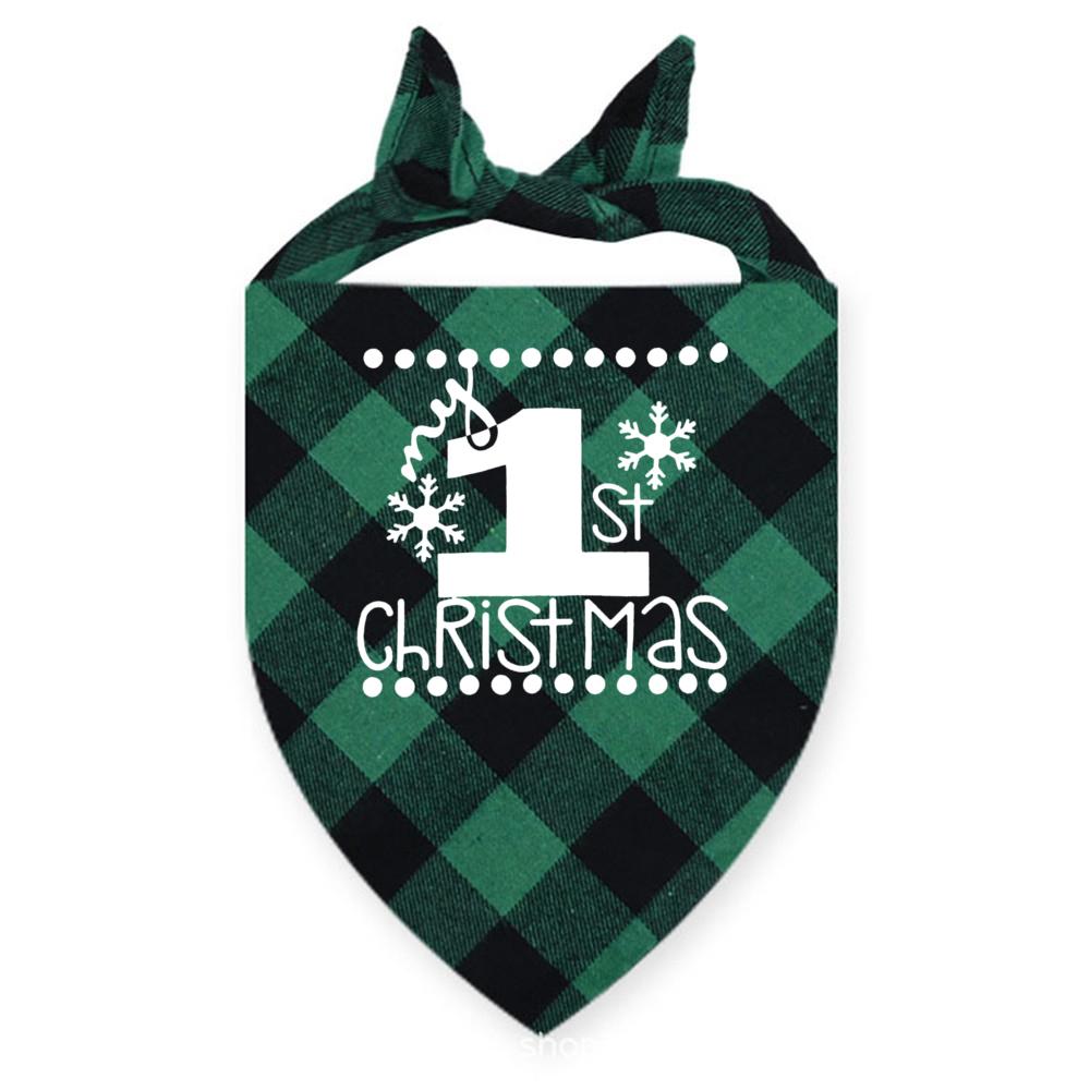 My First Christmas Print Dog Bandanas Large Pet Scarf Pet Bandana for Dog Plaid Bow Ties Collar Cats Dogs Xmas Scarf Accessories