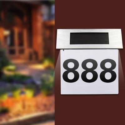 Solar-Powered LED Door Sign Light Stainless Steel Rainproof Home Door Number Lights Easy Install Single Color LED Address Sign