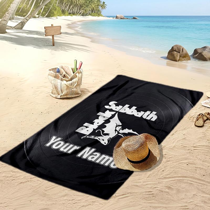 Led Zeppelin Custom Beach Towel, Print Your Name Text Lightweight Absorbent Towel for Swimming Travel