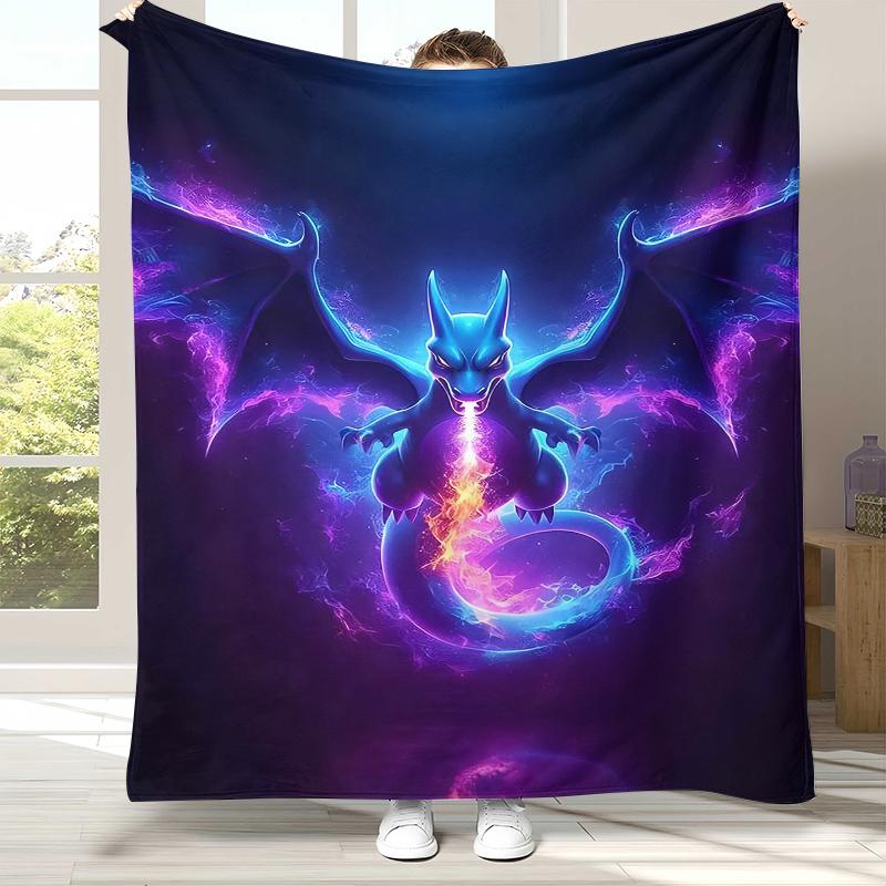 

Charizard Charmander Pokemon Flannel Blanket,Ultra Soft Warm Plush Throw for Home Bedroom Bed Sofa Cover Office Camping Picnic 75x90cm
