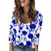 Ladies' Fashionable Casual Long Sleeved Retro Floral Print V-Neck Top Women'S T-Shirts Women Clothes Playeras De Mujeres