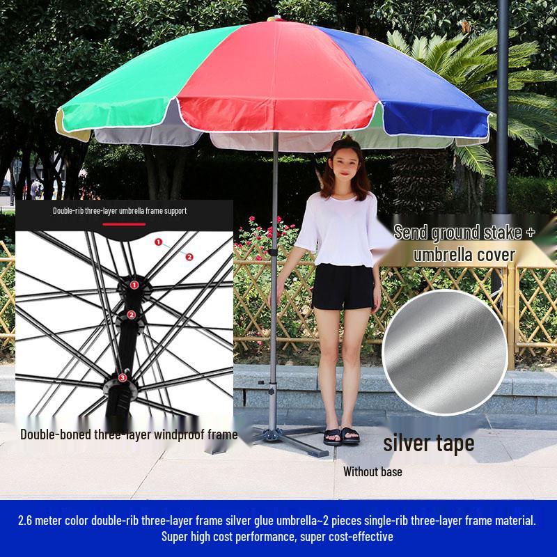 Custom Logo Double Bone Outdoor Sunshade Umbrella with Fast Shipping