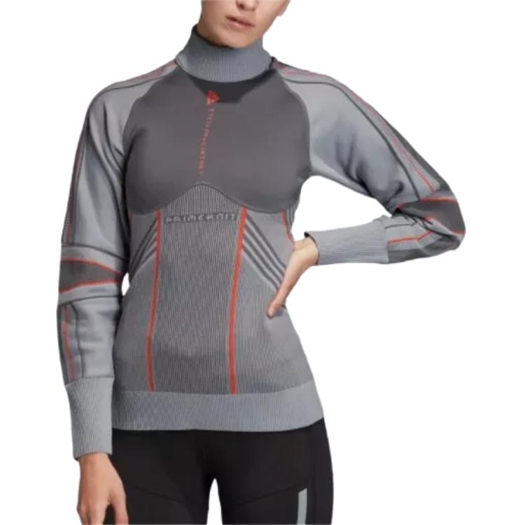 Adidas Run Od Color Block Rollkragen Bequemes Langarm-T-Shirt Damen Tops Grau DY8491