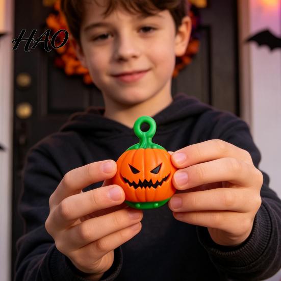 Pumpkin Fidget Spinner Rotating Halloween Toy, Stress Relief Ghost Face Toy Spinner, 3D Printed for Keychain Pendant Creepy