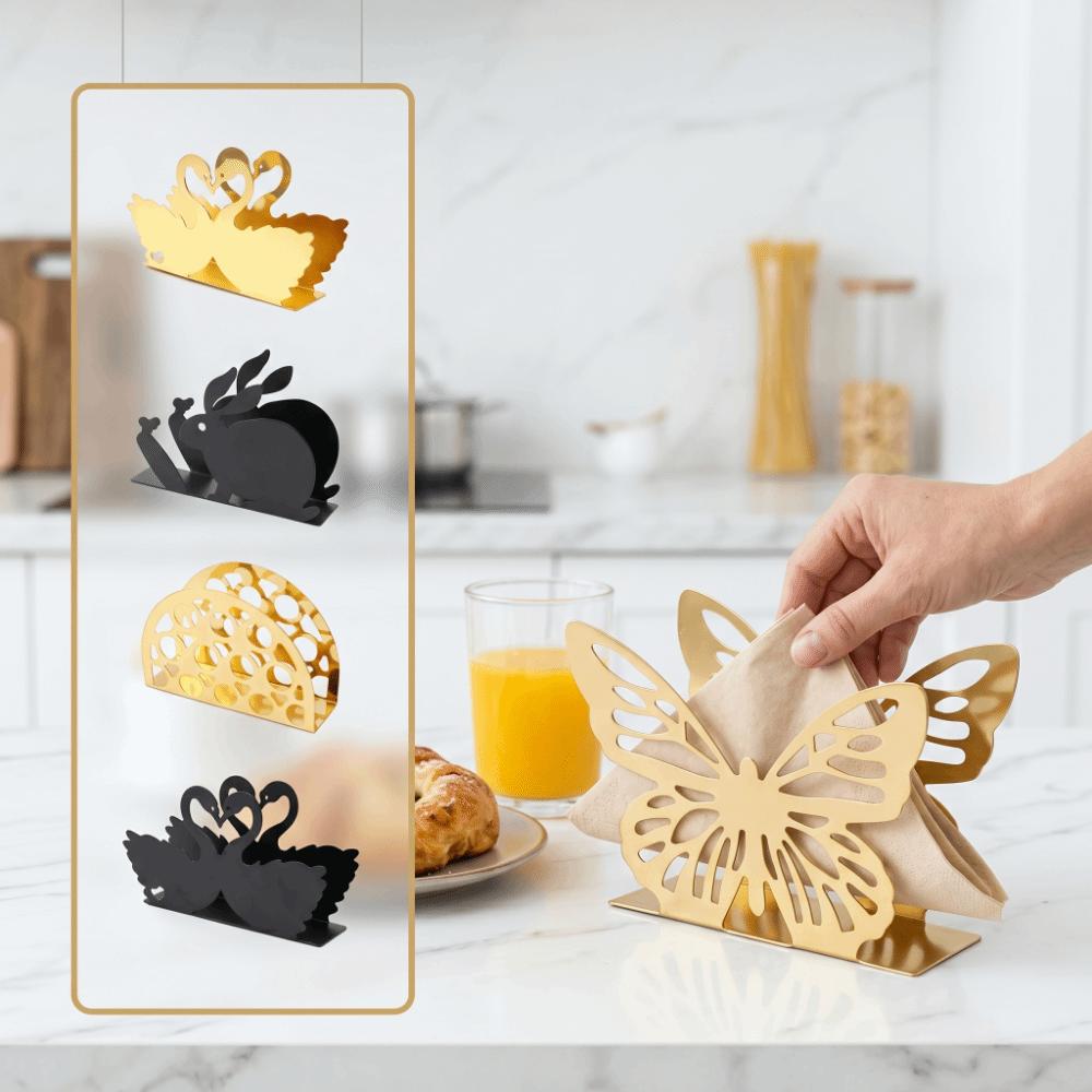 Iron Napkin Storage Butterfly Rabit Shape Tissue Dispenser Paper Towel Holder Kitchen