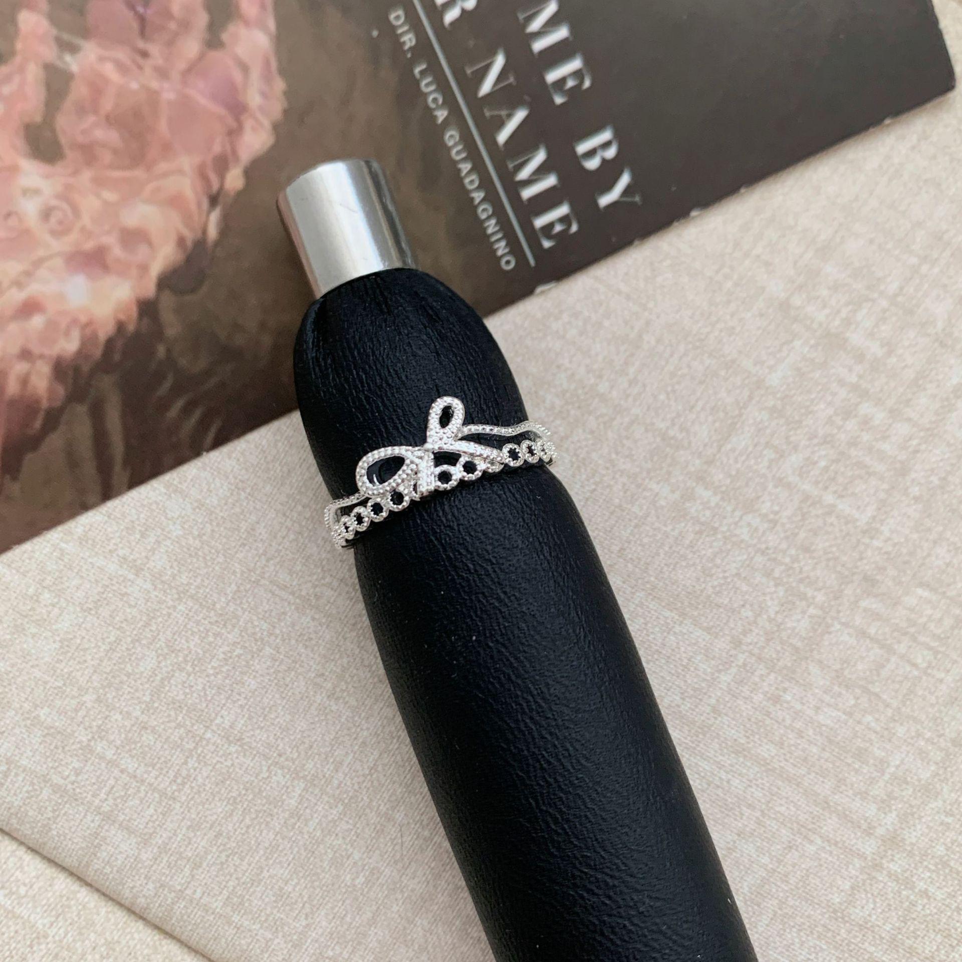 Элегантное регулируемое кружевное кольцо-бант для женщин - Универсальное штабелируемое украшение Open Adjustable