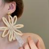 Elegant Straw Woven Earrings Bohemian Style Hollow Floral Earrings  Vacation