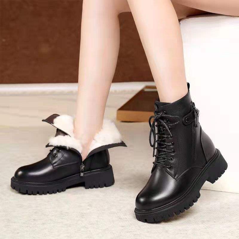 High quality Martin boots women's winter new fleece thickened short boots cotton shoes fluff non-slip snow boots