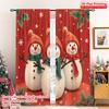 2pcs 2D Flat Printing Merry Christmas Window Curtains Christmas Snowman Holiday 100% Polyester Without Electricity Party
